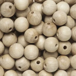 Preciosa Runda träpärlor Ø10 mm, cirka 100 st. naturfärgade / omålade