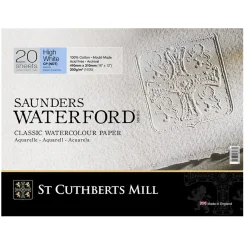 Saunders Waterford High White hellimmat akvarellblock GF, CP – 41×31 cm, 20 ark, 300g/m² | Akvarellblock
