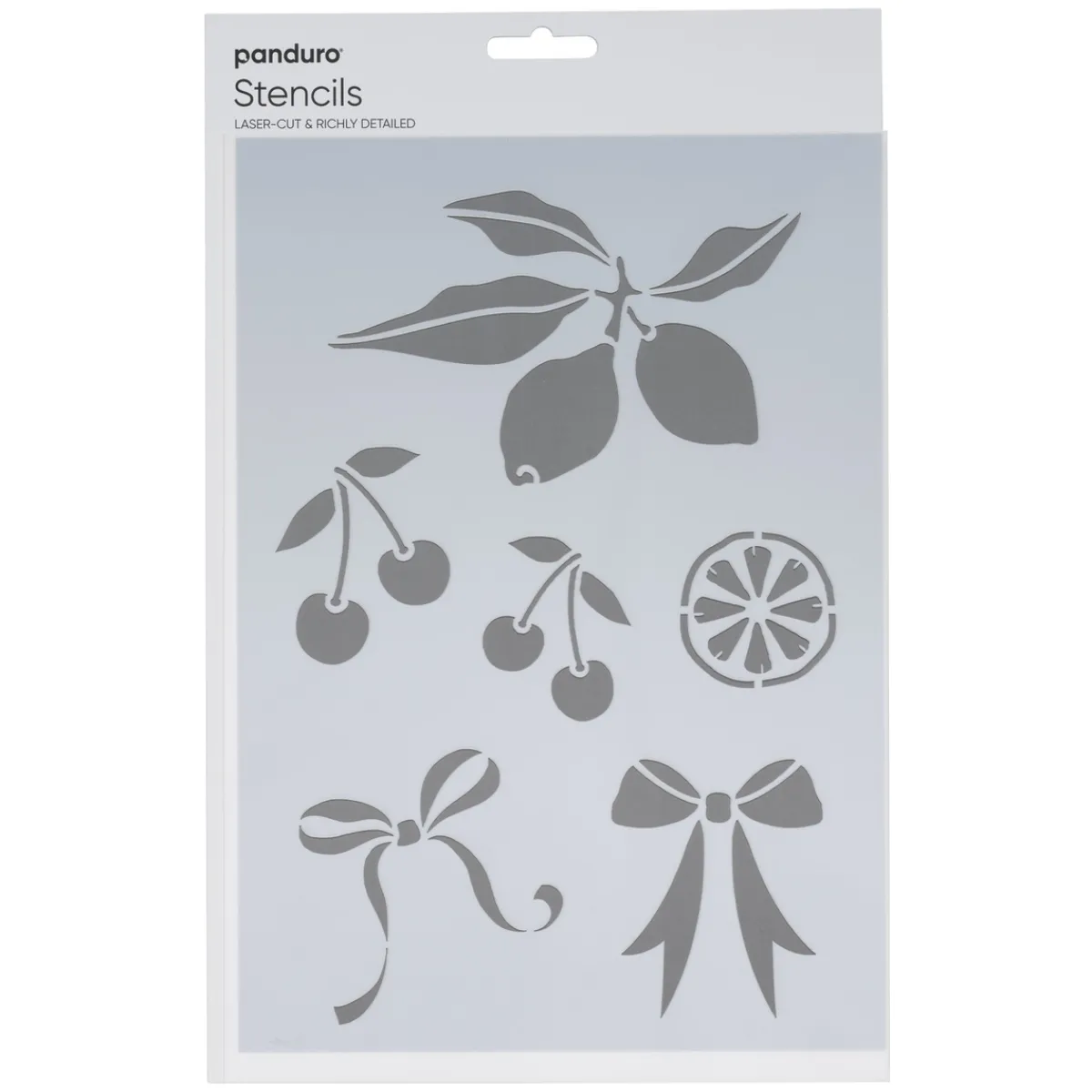 Panduro Design Schablon A4, stencil med frukter & rosetter | Schabloner
