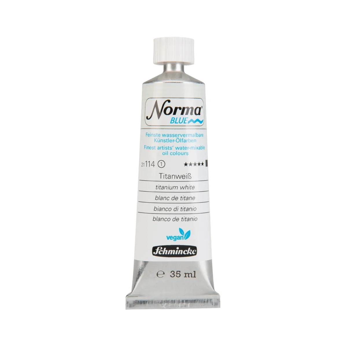 Schmincke Norma Blue vattenlöslig oljefärg 35 ml Titanium white 21114 | Oljefärger