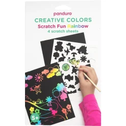 Creative Colors Scratch Fun Rainbow – scratch art / skrapark med skimrande metallicfärger – 4 ark à 14×18 cm | Barn Målar- & Pysselböcker