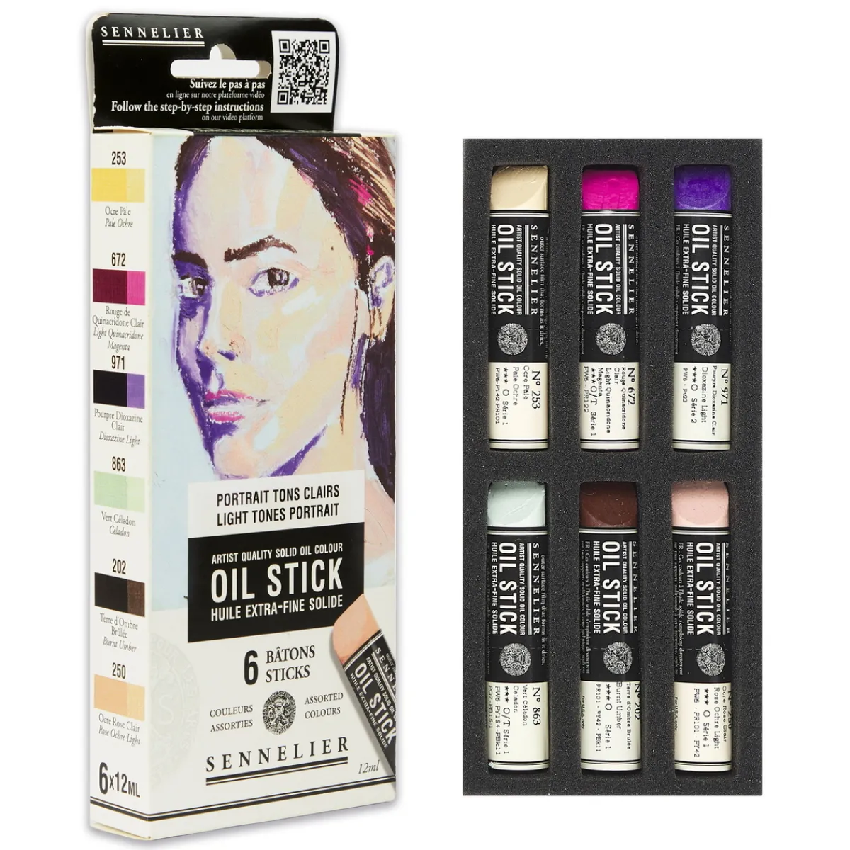 Sennelier Oil Stick Mini Light Tones Portrait, 6-pack oljefärgskritor à 12 ml | Oljefärger