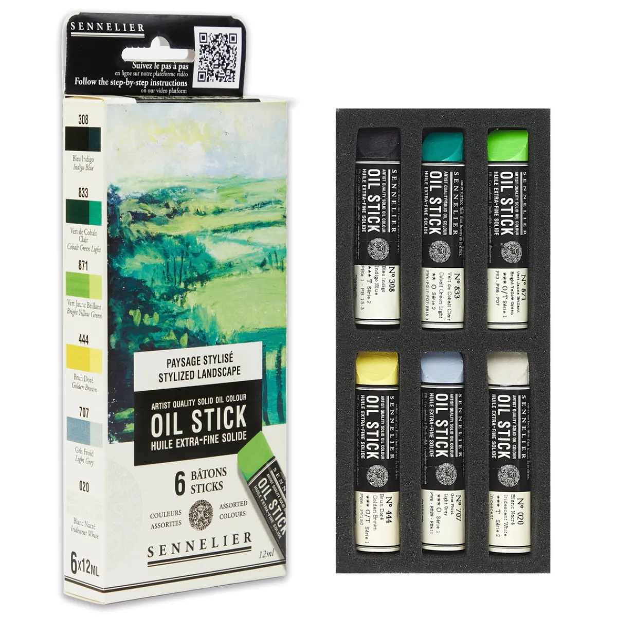 Sennelier Oil Stick Mini Stylized Landscape, 6-pack oljefärgskritor à 12 ml | Oljefärger