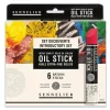 Sennelier Startset Oil Sticks – 6 gedigna kritor av oljefärg á 13 cm, Ø20 mm | Oljefärger
