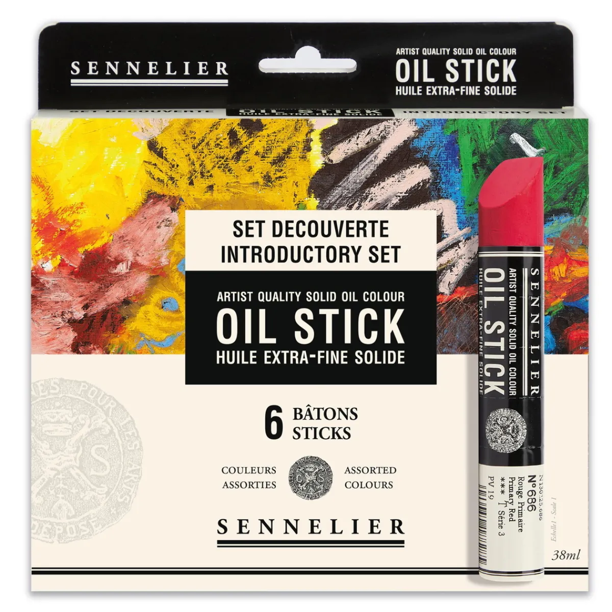 Sennelier Startset Oil Sticks – 6 gedigna kritor av oljefärg á 13 cm, Ø20 mm | Oljefärger