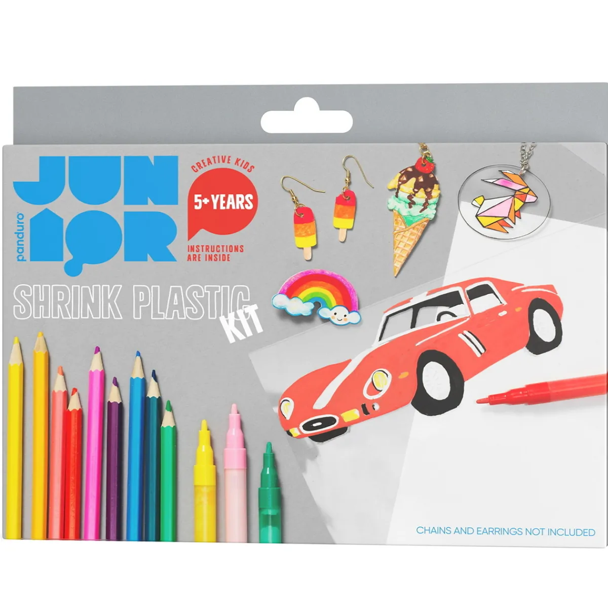 Barn Panduro Hobby Shrink plastic kit – 10 ark med krympplast, 12 tuschpennor och 24 färgpennor!