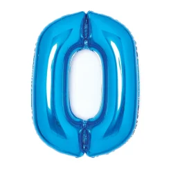 Barn Amscan Sifferballong 66 cm hög, blå metallic siffran 0 – pynta födelsedagskalaset!