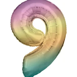 Amscan Sifferballong 86 cm hög rainbow, siffran 9 – pynta födelsedagskalaset! | Barn Ballonger