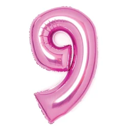 Amscan Sifferballong 66 cm hög, rosa metallic siffran 9 – pynta födelsedagskalaset! | Barn Ballonger