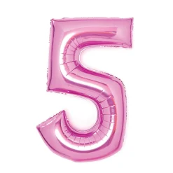 Amscan Sifferballong 66 cm hög, rosa metallic siffran 5 – pynta födelsedagskalaset! | Barn Ballonger