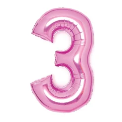 Amscan Sifferballong 66 cm hög, rosa metallic siffran 3 – pynta födelsedagskalaset! | Barn Ballonger