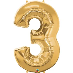 Amscan Sifferballong 3 Guld 66 cm | Barn Ballonger