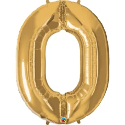 Barn Amscan Sifferballong 0 Guld 66 cm