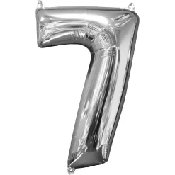 Amscan Sifferballong 7 Silver 66 cm | Barn Ballonger