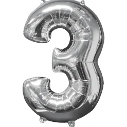 Amscan Sifferballong 3 Silver 66 cm | Barn Ballonger