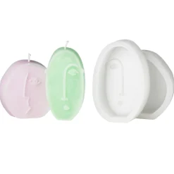 Panduro Hobby Silikonform för att gjuta ljus – två ansikten – höjd 7,5 / 9,5 cm, djup ca 2 cm