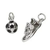 Panduro Jewellery 2 silverfärgade hängen charms fotboll Ø7,5 mm, sko 15,5×8×4,6 mm