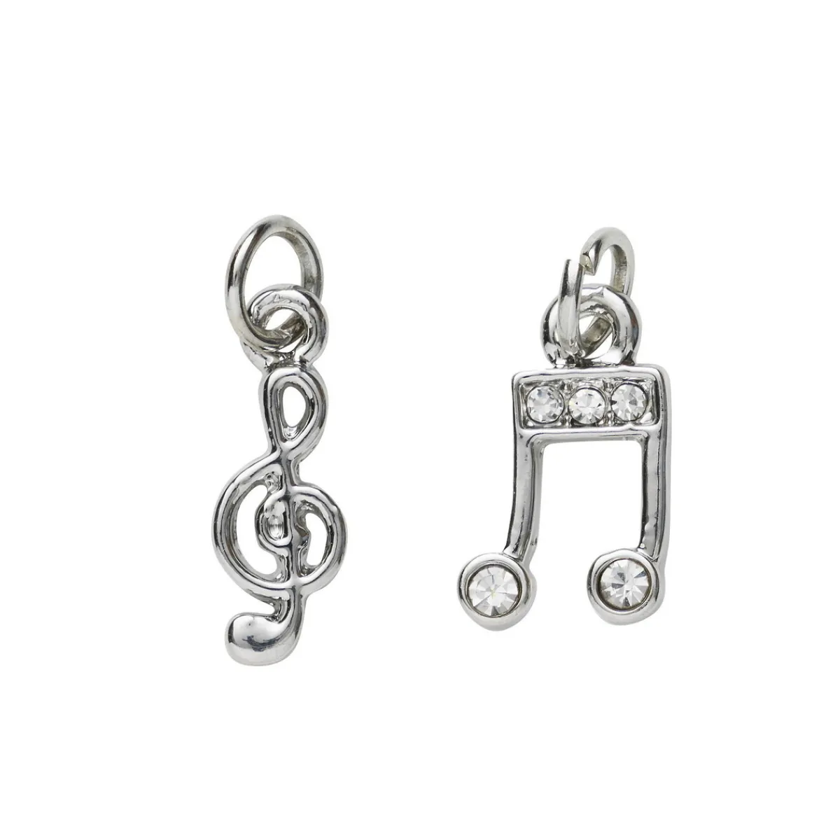 Panduro Jewellery 2 silverfärgade hängen charms G-klav 5×15 mm, not med strass 7,4×14 mm
