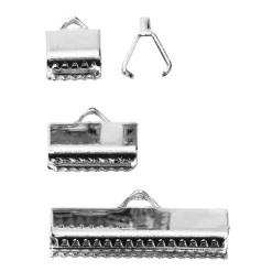 Panduro Jewellery Silverfärgade klämhylsor / avslutningshylsor – bredd 5, 10 och 20 mm. 4 st. av varje sort.