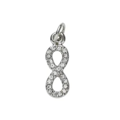 Panduro Jewellery Silverfärgat hänge charm evighetstecken / infinity strass 6×17 mm | Metallhängen