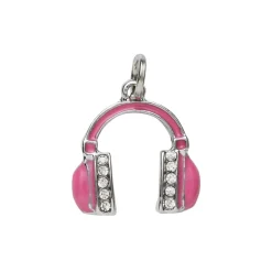 Panduro Jewellery Silverfärgat hänge charm hörlurar med färg & strass 12×15 mm | Metallhängen