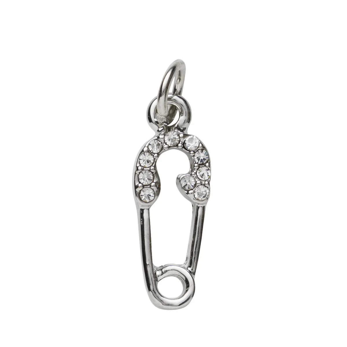 Panduro Jewellery Silverfärgat hänge charm säkerhetsnål med strass 7×14 mm | Metallhängen