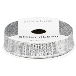 Panduro Hobby Silvrigt glitterband – 12 mm brett och 8 meter långt