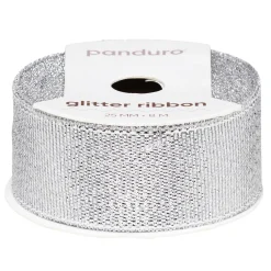 Panduro Hobby Silvrigt glitterband – 25 mm brett och 8 meter långt