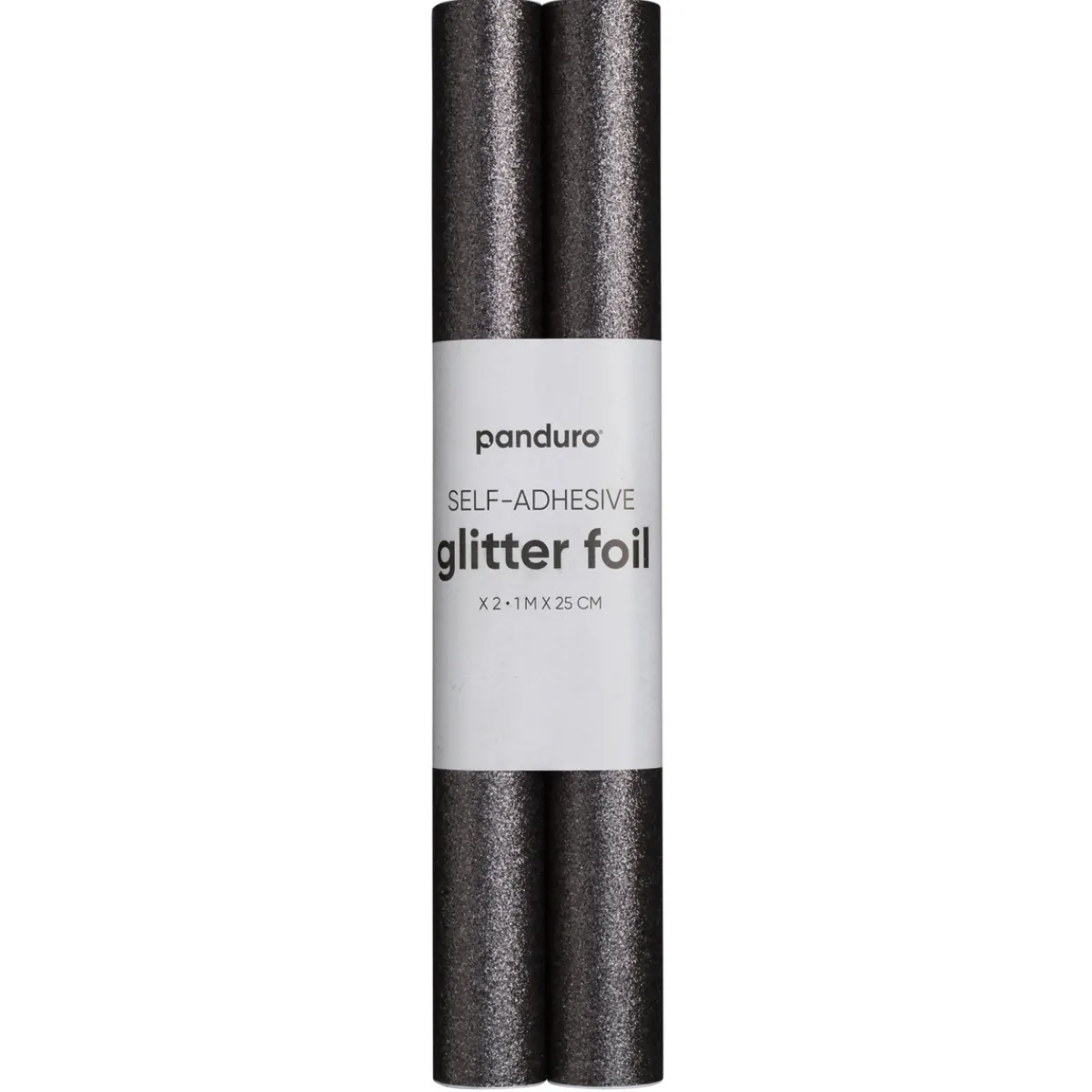 Panduro Hobby Självhäftande glitterpapper svart, 2 rullar à 25×100 cm