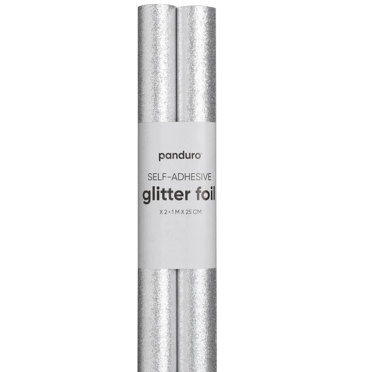 Panduro Hobby Självhäftande glitterpapper silver, 2 rullar à 25×100 cm