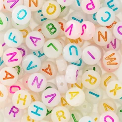 Panduro Hobby 500 självlysande bokstavspärlor, glow in the dark , A-Z, Ø7 mm | Barn Pärlor