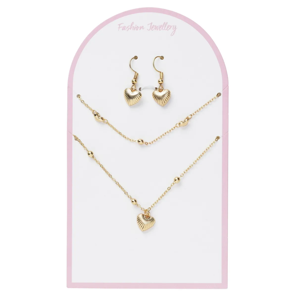 Panduro Jewellery Smyckeset med guldigt hjärt-tema, örhängen, armband & halsband | Övriga Tillbehör