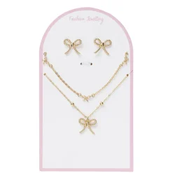 Panduro Jewellery Smyckeset med guldigt rosett-tema, örhängen, armband & halsband | Övriga Tillbehör