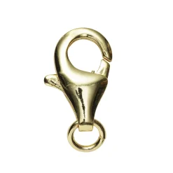 Panduro Jewellery Smyckeslås karbin med ringögla, längd 11 mm – mässing pläterad med 9 karat guld, 1 st.