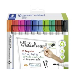 Staedtler Lumocolor Whiteboard Markers, set med 10 whiteboardpennor | Whiteboardpennor