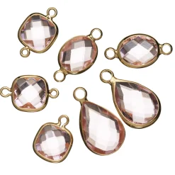 Panduro Jewellery 7 st. hängen med facetterat glas – rosa | Glashängen