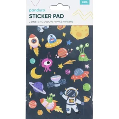Barn Panduro Hobby Stickersblock Alien – 2×10 designer, totalt 20 ark med klistermärken från rymden! 10×18 cm