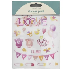 Panduro Hobby Stickersblock 16 ark Baby Pink – rosa baby-tema. 2×8 designer | Pappersstickers