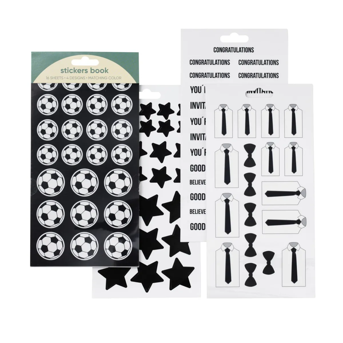 Matching Color Stickersblock 16 ark B&W | Pappersstickers