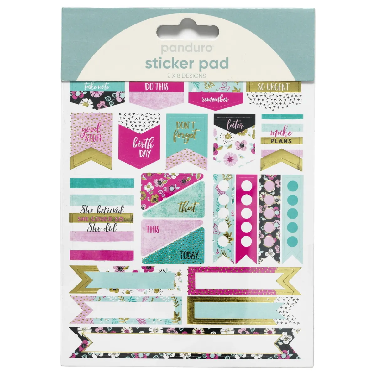 Panduro Hobby Stickersblock 16 ark Girlpower – massor av girlpower-motiv med metallic & iridiserande motiv. 2×8 designer | Pappersstickers