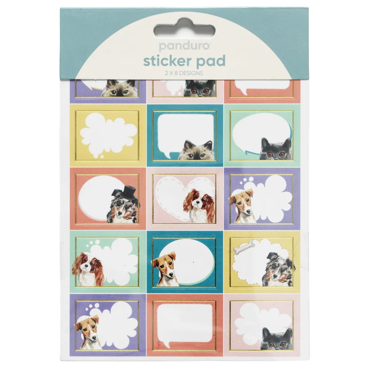 Panduro Hobby Stickersblock 16 ark Pets – massor av hundar och katter! 2×8 designer | Pappersstickers