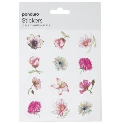 Panduro Design Stickers, blommor, 3 ark med totalt 36 klistermärken | Pappersstickers