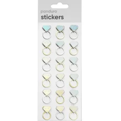 Panduro Hobby Stickers, 3D-klistermärken ringar i guld & silver med iriserande diamanter, 18 st.