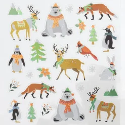 Panduro Hobby Stickers Jul, klistermärken med söta djur i vinterlandskap m.m. 13×12 cm ark