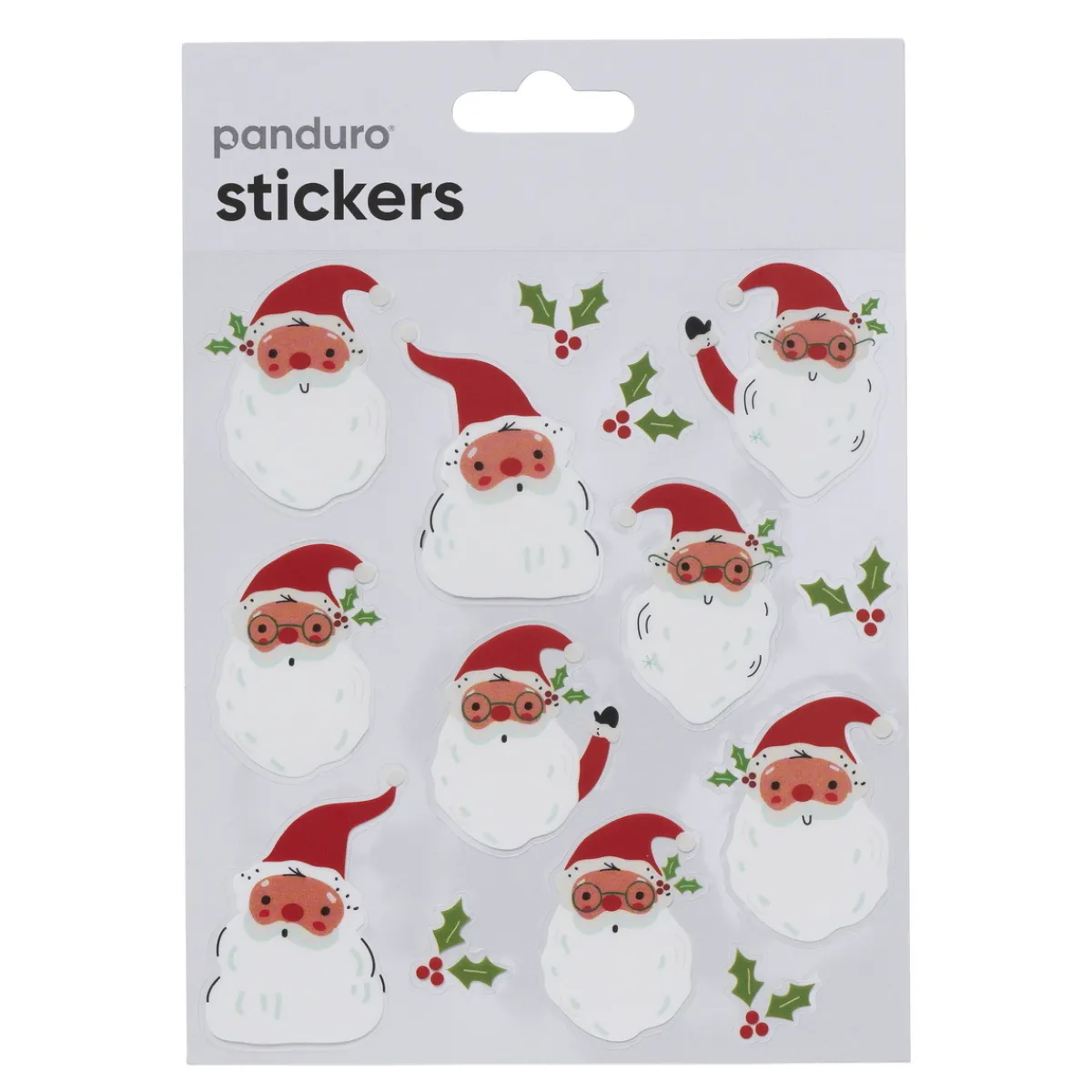 Panduro Hobby Stickers Jul, klistermärken semitransparenta tomtar, 9 st. + 5 st. järneksblad