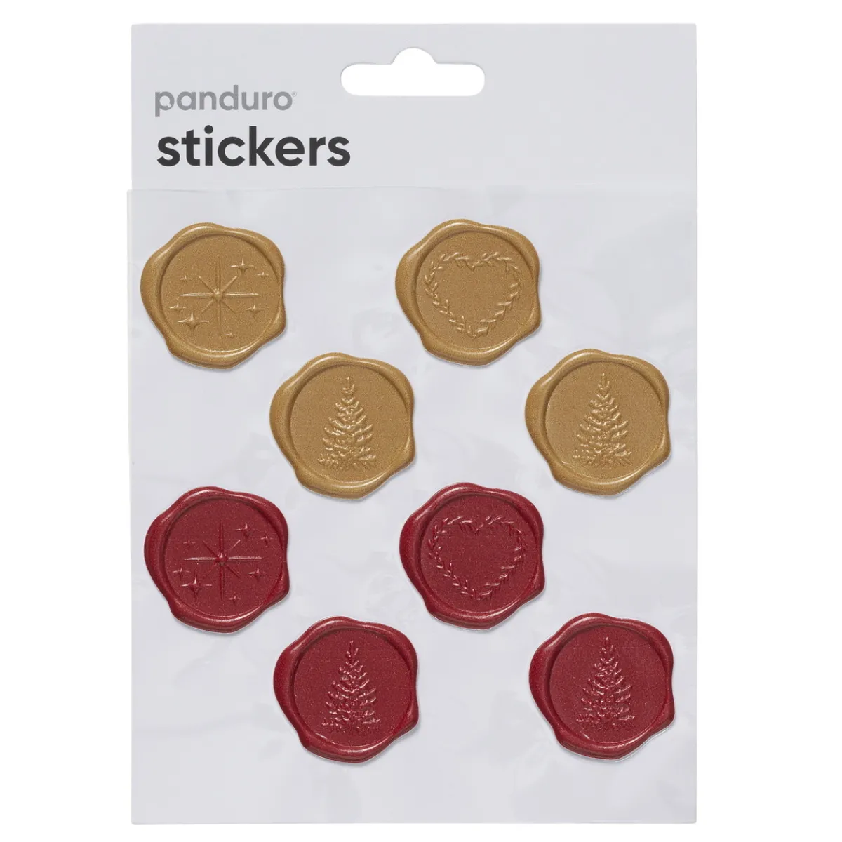 Panduro Hobby Stickers Jul, klistermärken som liknar vaxsigill, 16 st. i rött & guld. | Plaststickers