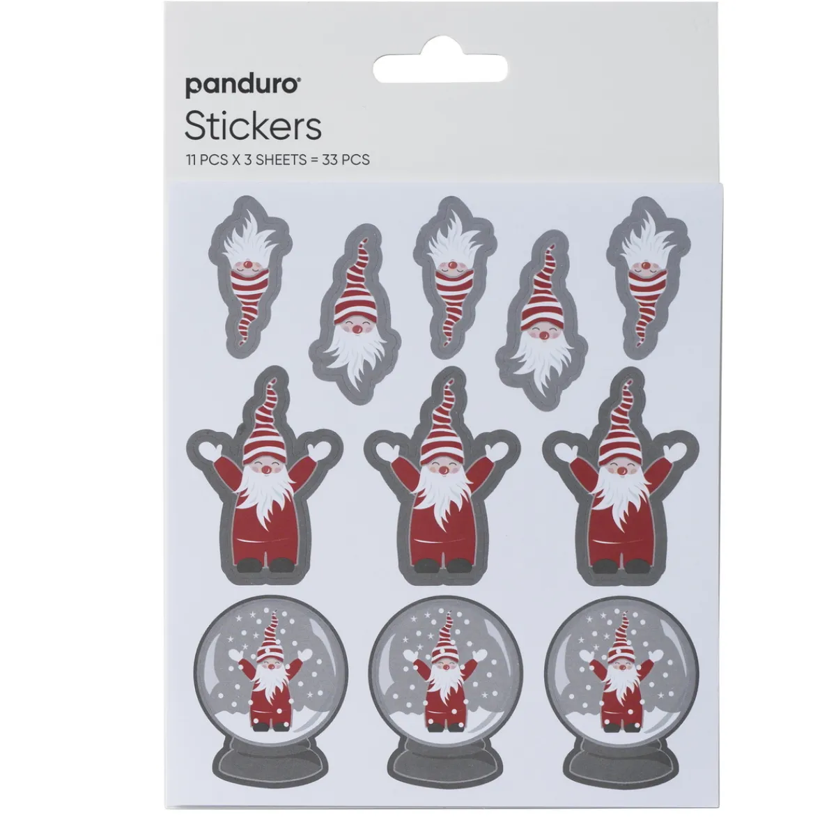 Panduro Design Stickers Jul, kramtomtar 3 ark med totalt 33 klistermärken