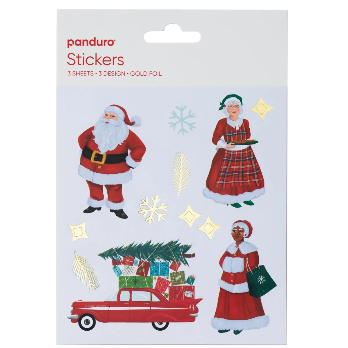 Panduro Hobby Stickers Jultomtar, juliga klistermärken med olika tomtar, 3 ark, 12×13,5 cm