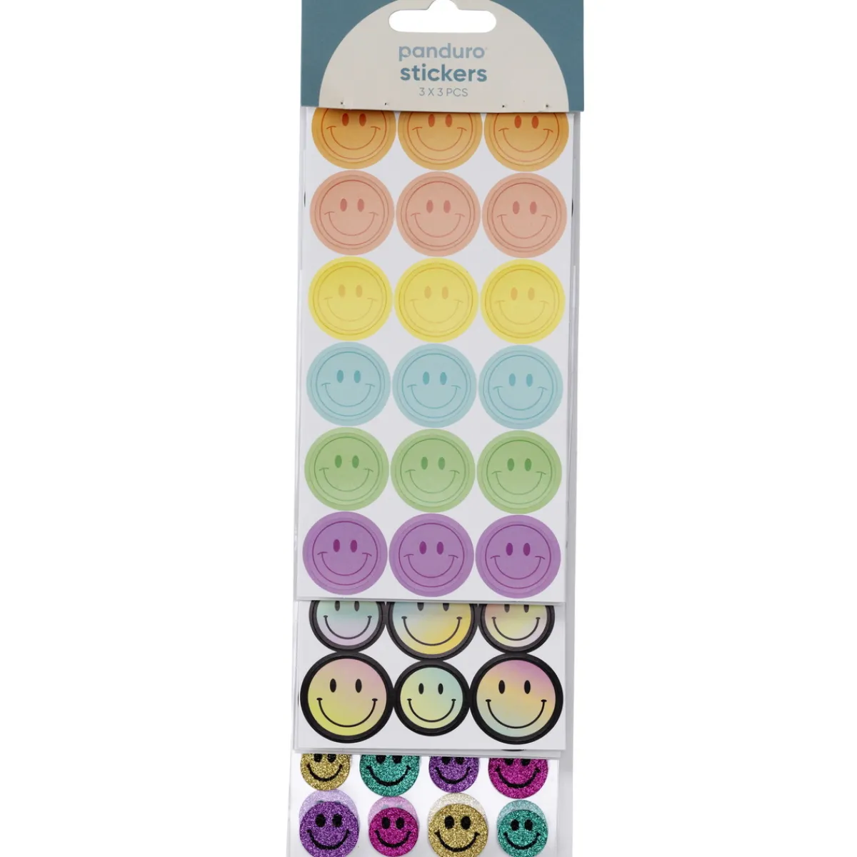 Panduro Hobby Stickers klistermärken 234 smileys i glada färger, nyanser & glitter, Ø15–24 mm