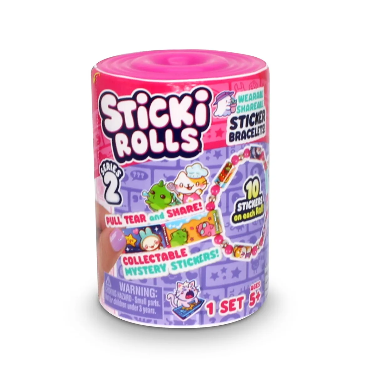 Barn Oklassificerat Sticki Rolls Surprise Capsule Series 2, överrasknings-armband med 50 klistermärken!